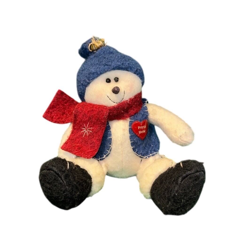Crazy Mountain Imports Plush Snowman Shelf Sitter Blue Hat Red Scarf‎ Christmas